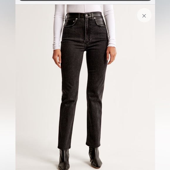 Abercrombie Mixed Fabric Ultra High Rise Ankle Straight Jean SIZE 30 SHORT - Picture 1 of 5